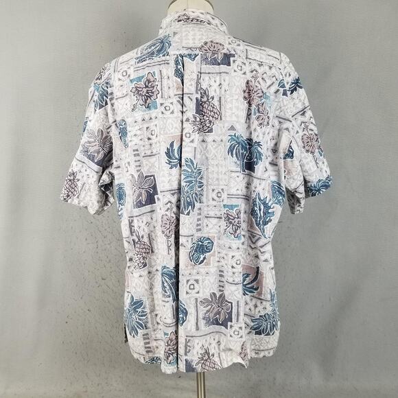 ONO & Company Shirt Mens 2XL Blue Gray Hawaiian Floral Pineapple Aloha Cotton - Picture 6 of 12